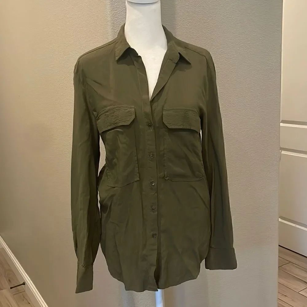 Zara Olive Green Long Sleeve Tunic Blouse